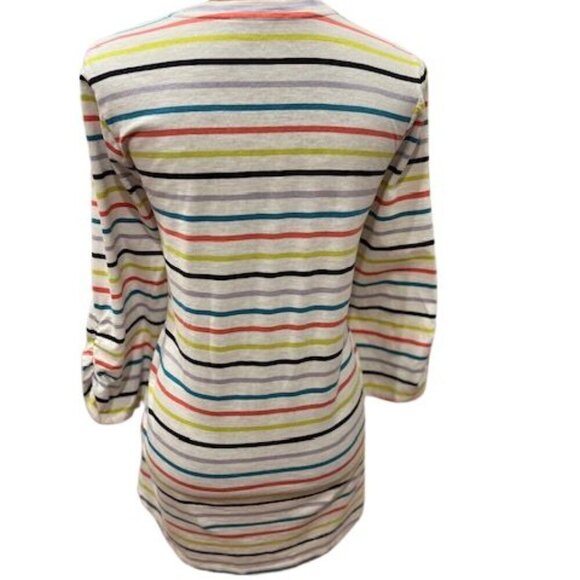 Lane Bryant Multi-Color Striped ¾ Ruched Sleeve T-Shirt – Like New! – Size 22/24 - Picture 6 of 7